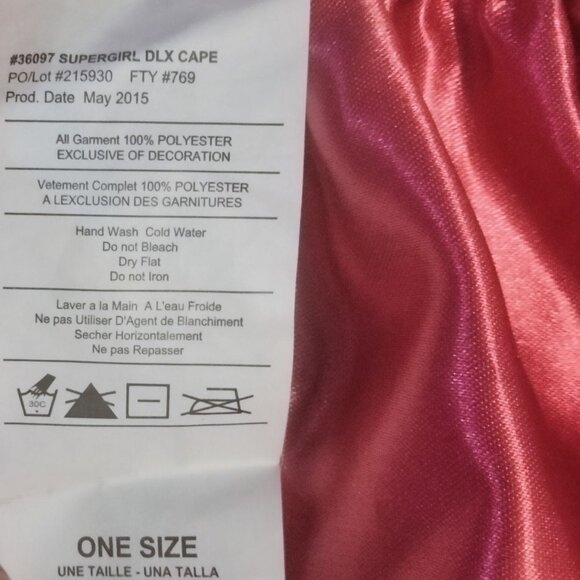 Supergirl Pink Satin Cape Glitter S Logo Girls Halloween Costume OS - Picture 8 of 9
